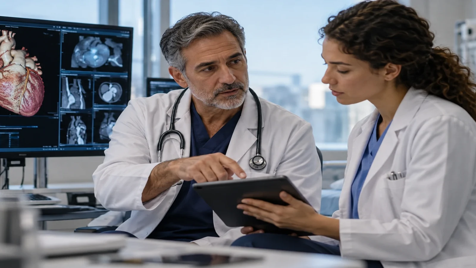 Cardiology review discussion around echocardiography and ECG material